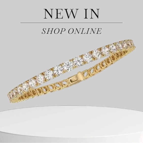 14K Gold and Sterling Silver Tennis Bracelet With Simulated Stones 6” - Picture 5 of 5